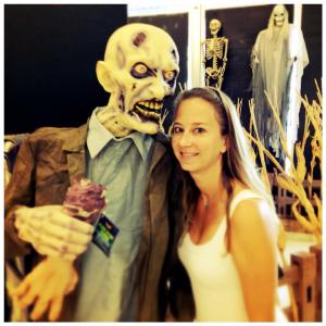Leah Rhyne, with a zombie